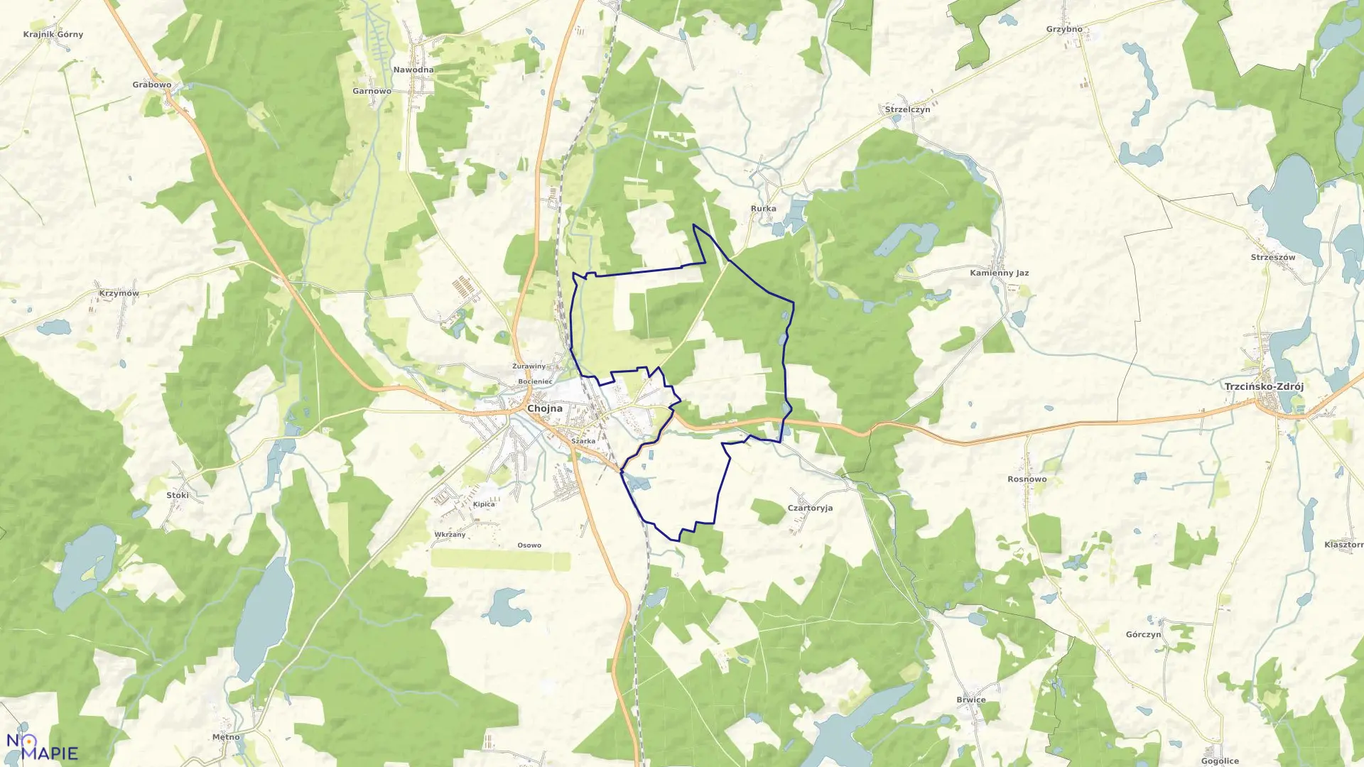 Mapa obrębu Barnkowo w gminie Chojna