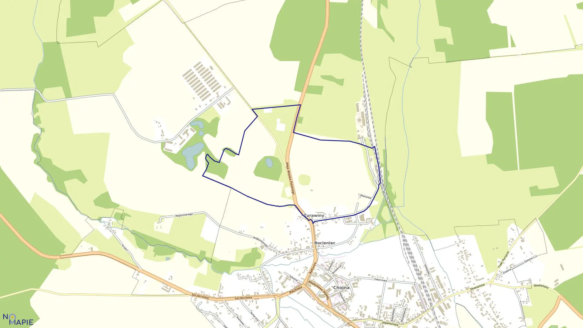 Mapa obrębu Chojna 1 w gminie Chojna