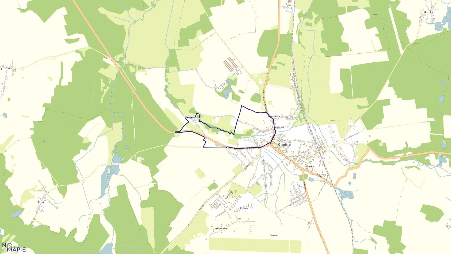 Mapa obrębu Chojna 2 w gminie Chojna