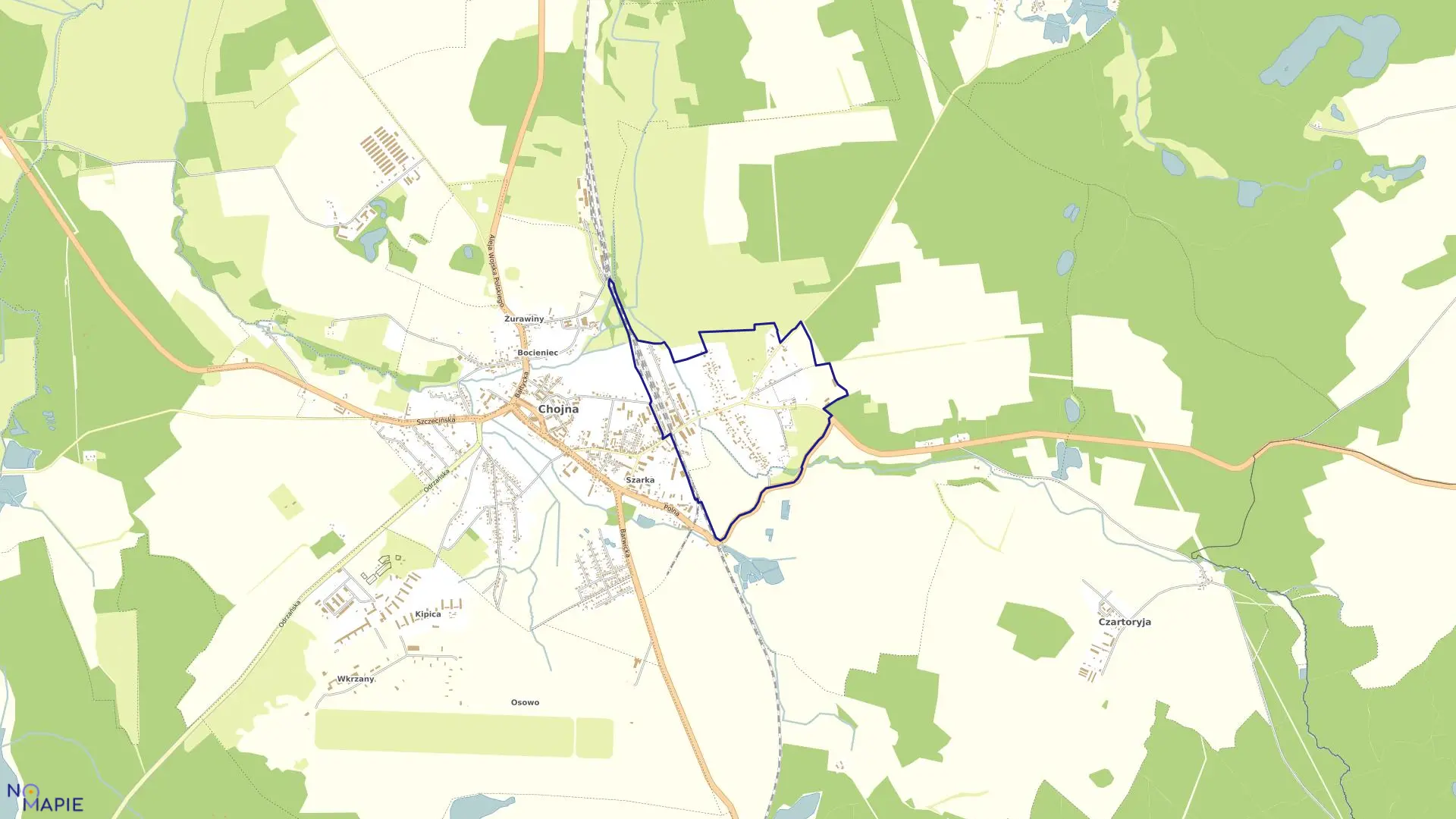 Mapa obrębu Chojna 4 w gminie Chojna