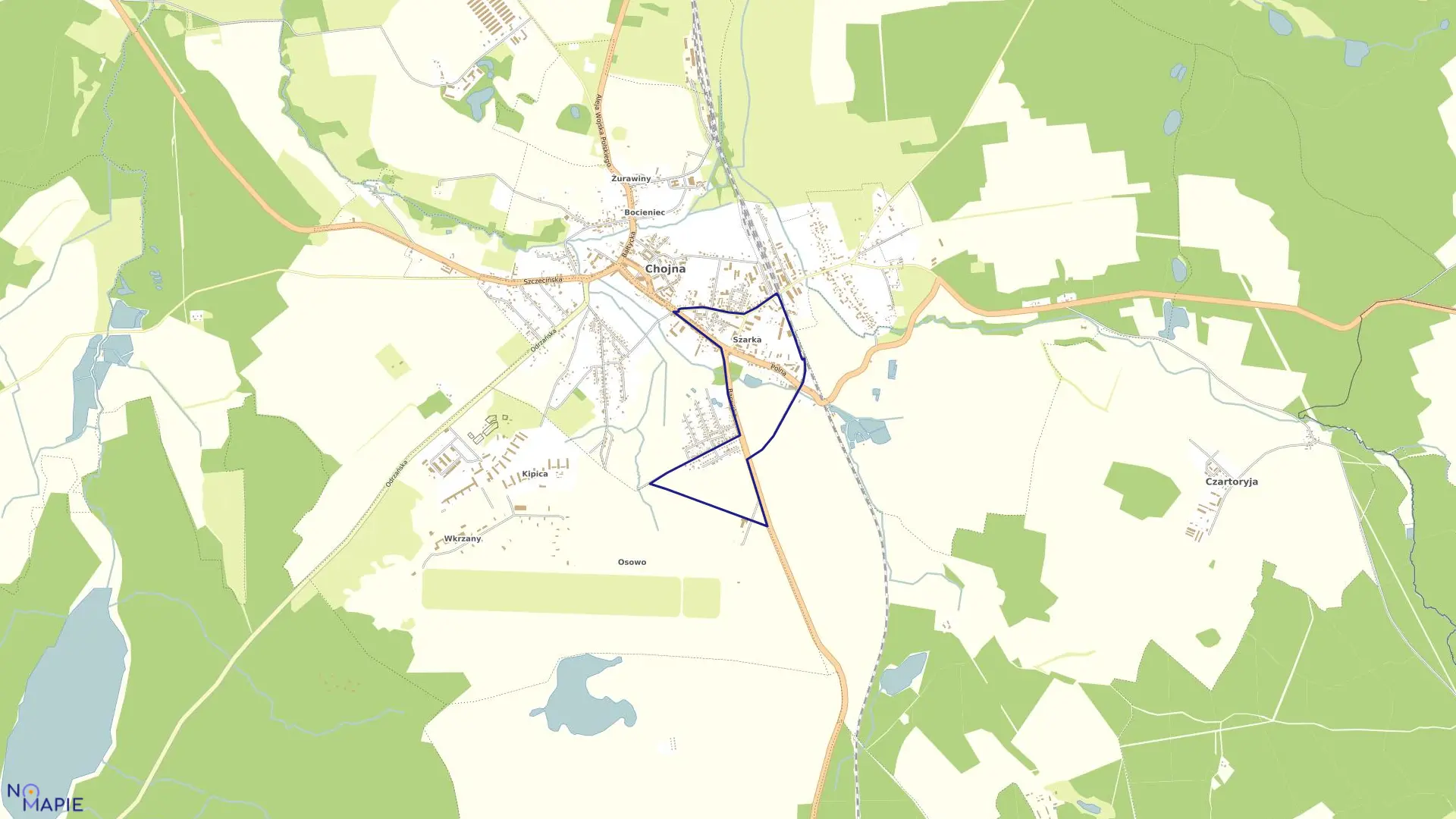 Mapa obrębu Chojna 7 w gminie Chojna