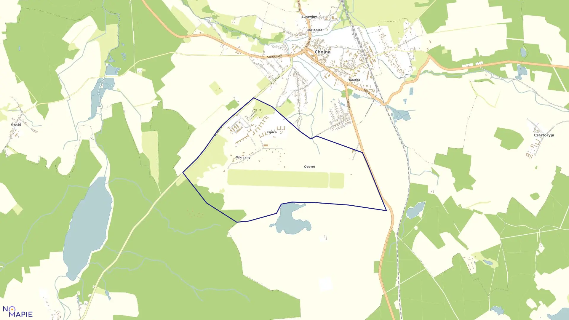 Mapa obrębu Chojna 8 w gminie Chojna