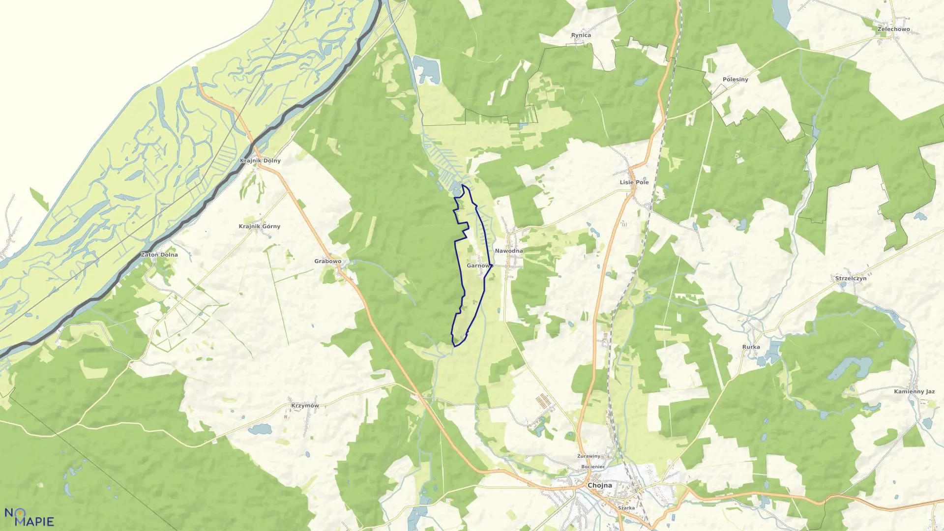 Mapa obrębu Garnowo w gminie Chojna