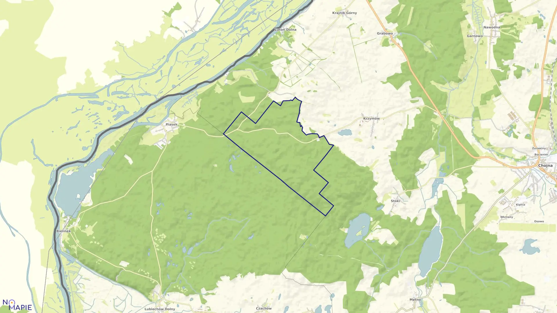 Mapa obrębu Kuropatniki w gminie Chojna