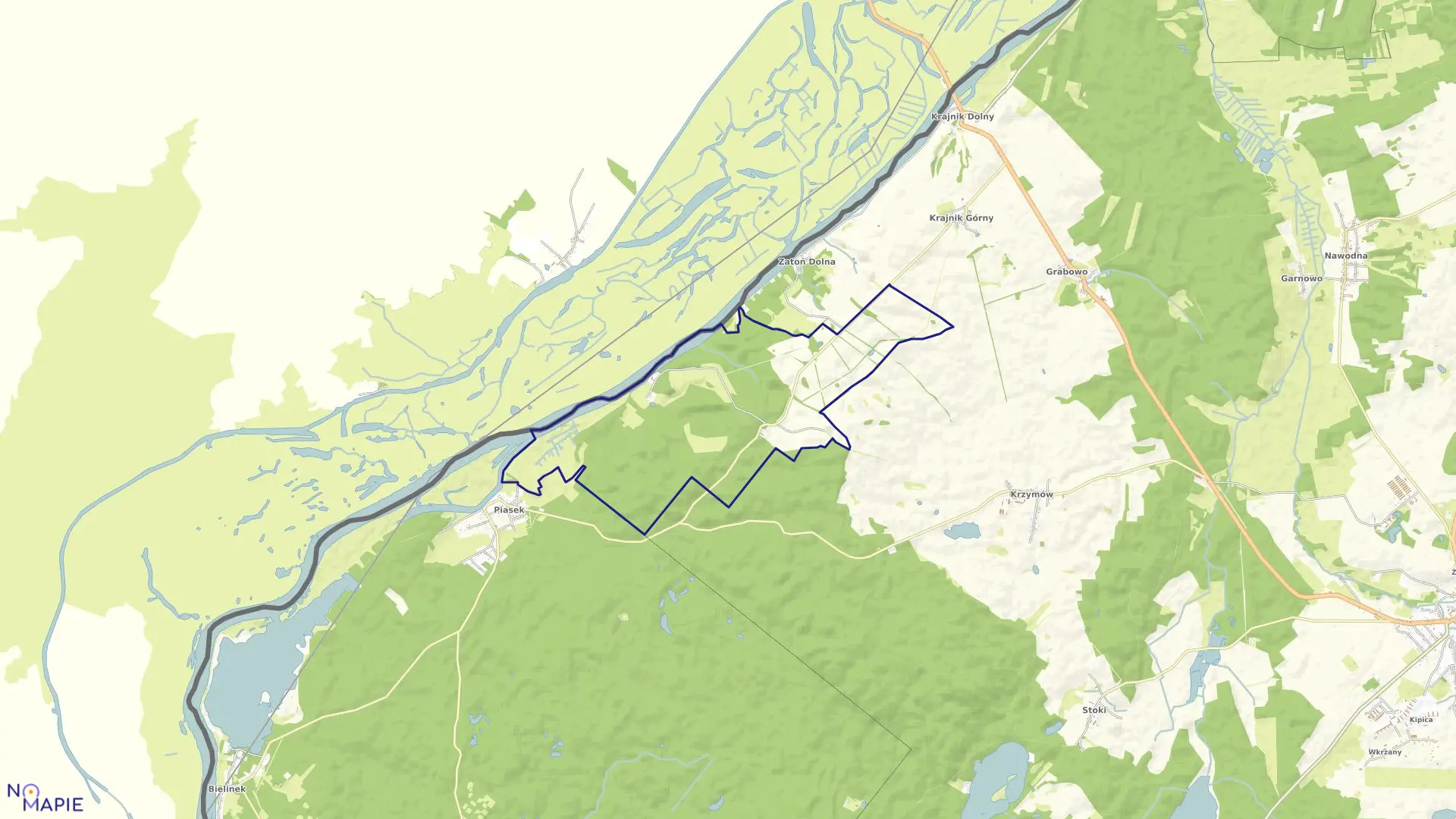 Mapa obrębu Raduń w gminie Chojna