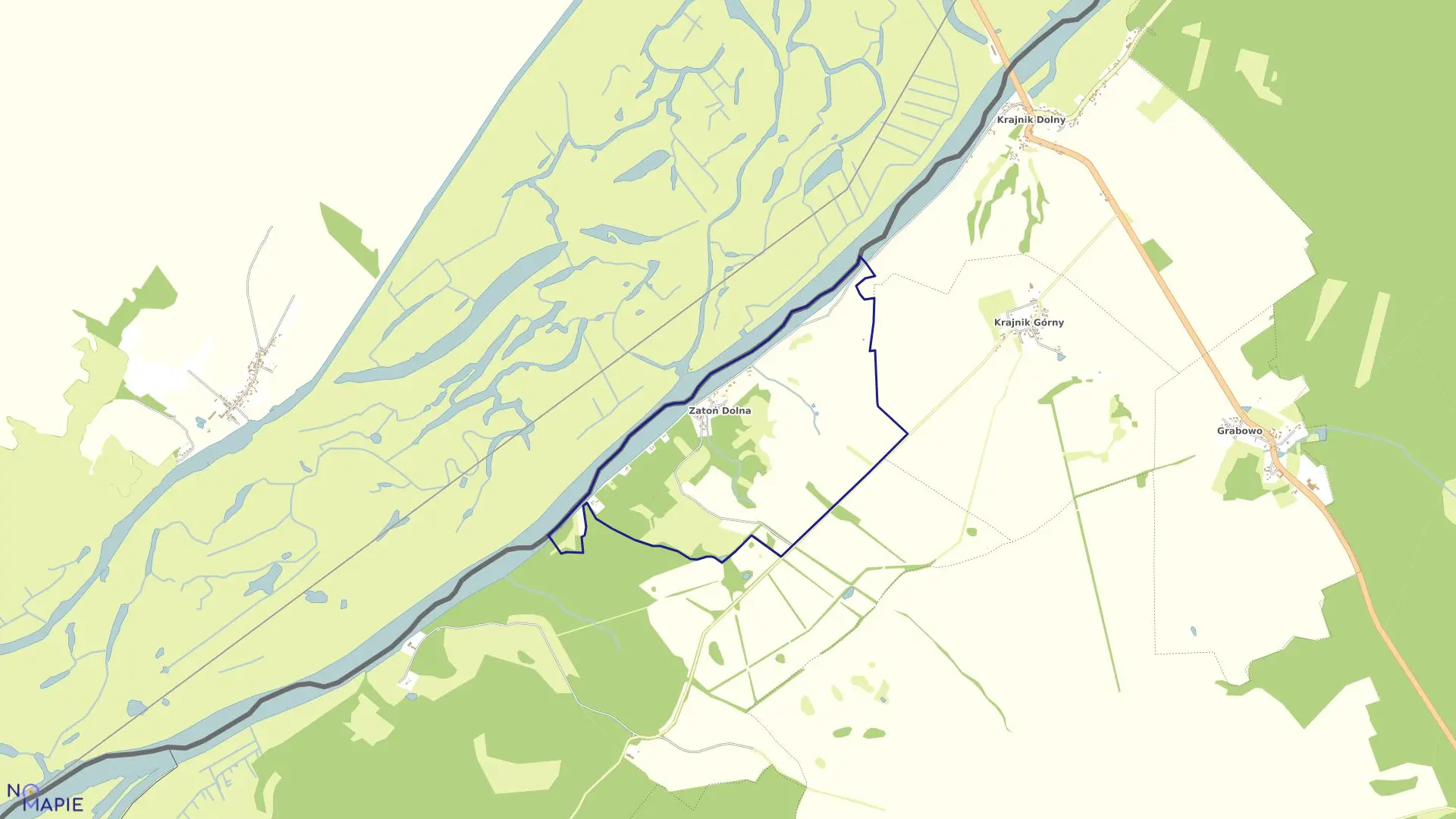 Mapa obrębu Zatoń Dolna w gminie Chojna